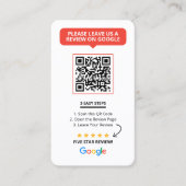 Carte De Visite Code QR de révision Google blanc Lien de révision  (Devant)