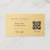 Carte De Visite Code QR de révision Google Faux Métal Doré (Dos)