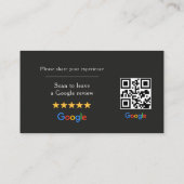 Carte De Visite Code QR de révision Google noir (Dos)