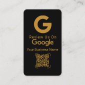 Carte De Visite Code QR de révision Google Noir Or (Devant)