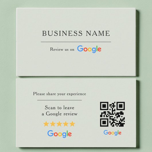 Carte De Visite Code QR de révision Google vert sauge Spa Salon