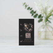 Carte De Visite Code QR de RSVP de mariage moderne - Fleurs de cou (Debout devant)