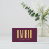 Carte De Visite Code QR de salon de coiffure moderne Logo Or Bourg (Debout devant)