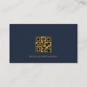 Carte De Visite Code QR de salon de coiffure pour hommes Bleu mari (Dos)