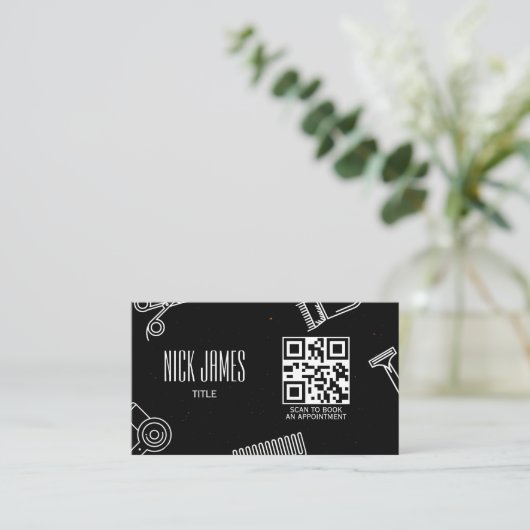 Carte De Visite Code QR de salon de coiffure professionnel pour ré (Debout devant)