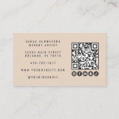 Carte De Visite Code QR de Salon de Manucure Beige Moderne Photo (Dos)