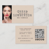 Code QR de Salon de Manucure Beige Moderne Photo
