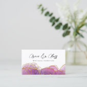 Carte De Visite Code QR de salon de manucure paillettes or violet (Debout devant)