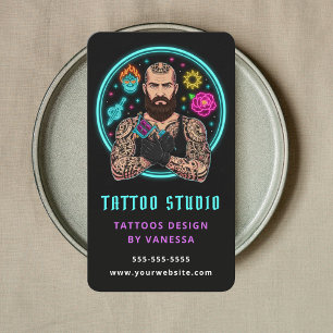 Carte De Visite Code Qr de Salon de Tatouage d'Artiste de Tatouage