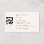 Carte De Visite Code QR de salon élégant minimal beige et marron (Dos)