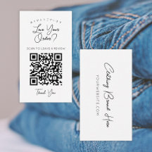 Code QR de script blanc minimaliste Laissez un avi