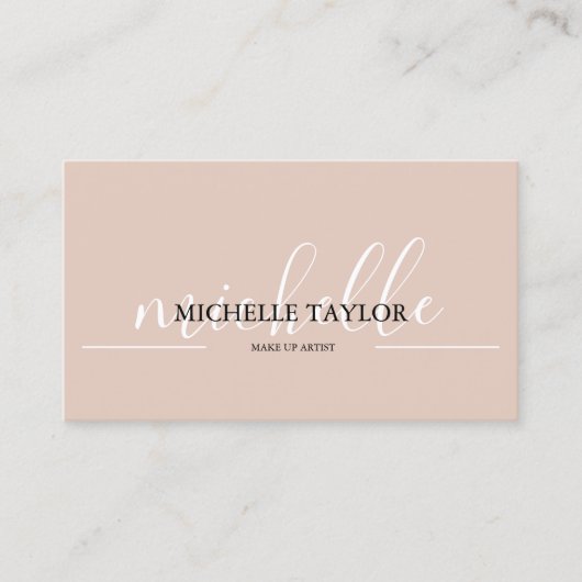 Carte De Visite Code QR de script calligraphique beige boho (Devant)