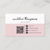 Carte De Visite Code QR de script Classic rose double ton (Dos)