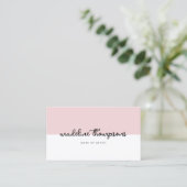 Carte De Visite Code QR de script Classic rose double ton (Debout devant)