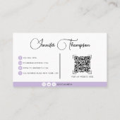 Carte De Visite Code QR de script de violet professionnel moderne (Dos)