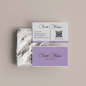 Carte De Visite Code QR de script de violet professionnel moderne