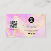 Carte De Visite Code QR de script en marbre de pierre optique holo (Dos)