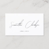 Carte De Visite Code QR de script manuscrit blanc et noir simple (Devant)