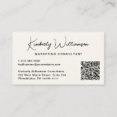 Carte De Visite Code QR de script moderne Professionnel (Devant)