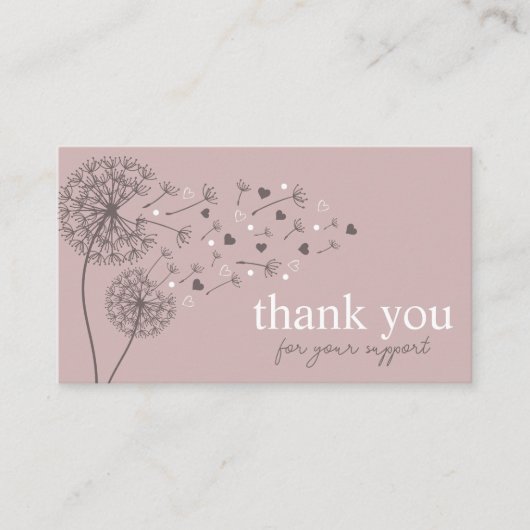 Carte De Visite Code QR de script moderne rose, Merci (Devant)