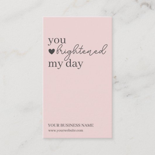 Carte De Visite Code QR de script moderne rose, Merci (Devant)