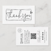 Carte De Visite Code QR de script moderne simple, Merci (Devant / Derrière)