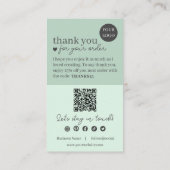 Carte De Visite Code QR de script moderne vert, Merci (Dos)