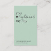 Carte De Visite Code QR de script moderne vert, Merci (Devant)