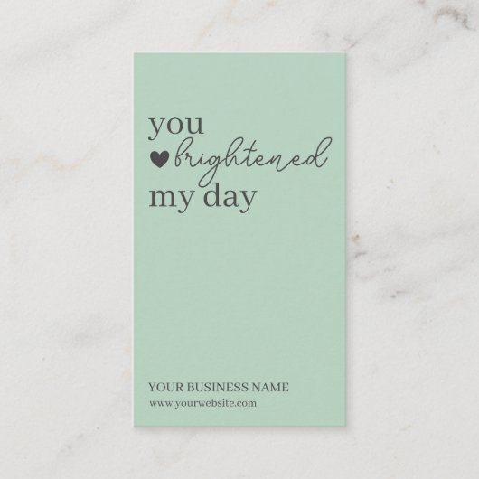 Carte De Visite Code QR de script moderne vert, Merci (Devant)