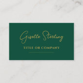 Carte De Visite Code QR de script professionnel Emerald Green Gold (Devant)