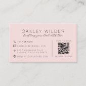Carte De Visite Code QR de script rose blush noir d'artiste de cil (Dos)