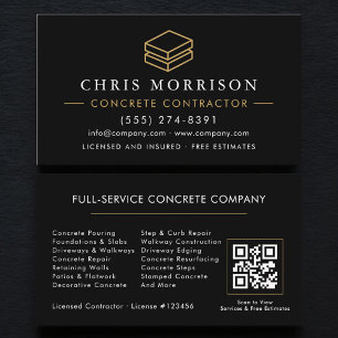 Carte De Visite Code QR de service de béton