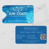 Carte De Visite Code QR de service de maintenance de piscine moder (Devant / Derrière)