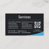 Carte De Visite Code QR de service de nettoyage de gouttières Prof (Dos)