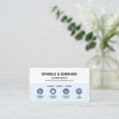 Carte De Visite Code QR de service de nettoyage moderne bleu (Debout devant)