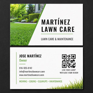 Carte De Visite Code QR de service de paysagisme de pelouse