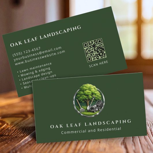 Carte De Visite Code QR de service de paysagisme d'entretien de pe