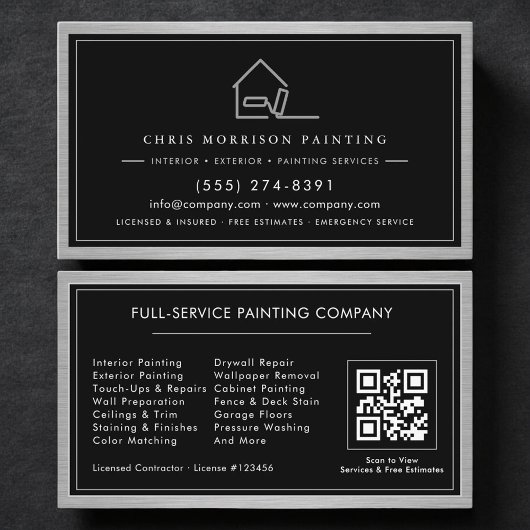 Carte De Visite Code QR de service de peinture de maison 