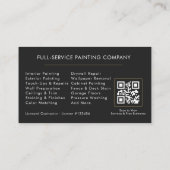Carte De Visite Code QR de service de peinture moderne or et noir (Dos)