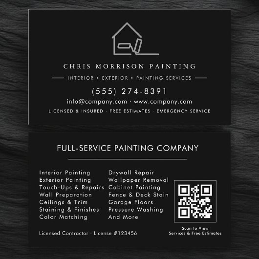 Carte De Visite Code QR de service de peinture professionnel Contr