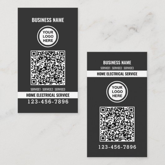 Carte De Visite Code QR de service électrique à domicile Logo trav (Devant / Derrière)