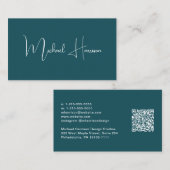 Carte De Visite Code QR de signature moderne Professionnel Vert (Devant / Derrière)