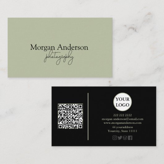 Carte De Visite Code QR de signature moderne sociale (Devant / Derrière)