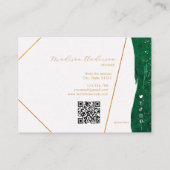 Carte De Visite Code QR de site Web de paillettes vert émeraude En (Dos)