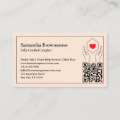 Carte De Visite Code QR de soignant minimal Cœur Main (Dos)