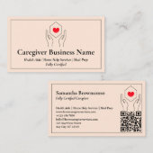 Carte De Visite Code QR de soignant minimal Cœur Main (Devant / Derrière)