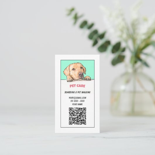 Carte De Visite Code QR de soin des animaux (Debout devant)