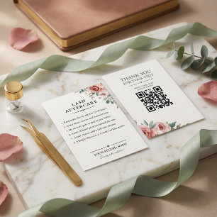 Carte De Visite Code QR de soins après-cils botaniques floraux Bea