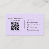 Carte De Visite Code QR de soins de beauté Esthéticienne Violet (Dos)