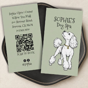 Carte De Visite Code QR de Spa de toilettage pour chiens vert saug